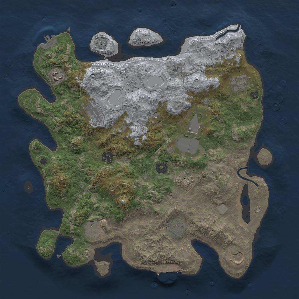 Rust Map: Procedural Map, Size: 3750, Seed: 6873880, 19 Monuments