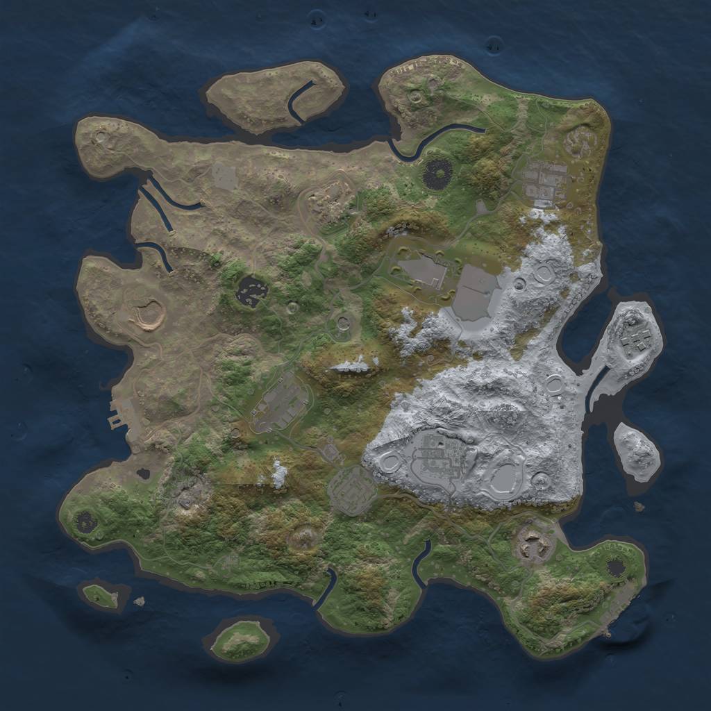 Rust Map: Procedural Map, Size: 3500, Seed: 420781548, 18 Monuments