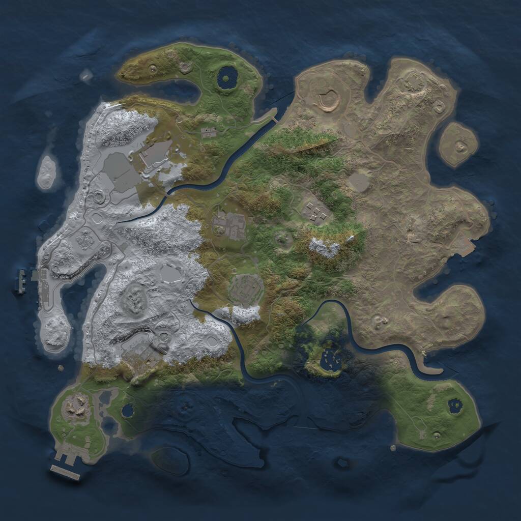 Rust Map: Procedural Map, Size: 3500, Seed: 46849835, 14 Monuments
