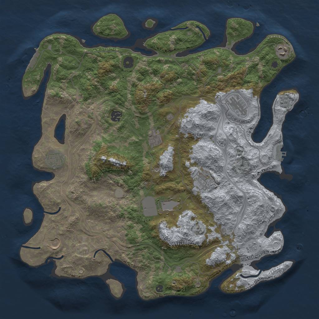 Rust Map: Procedural Map, Size: 4250, Seed: 128814109, 16 Monuments