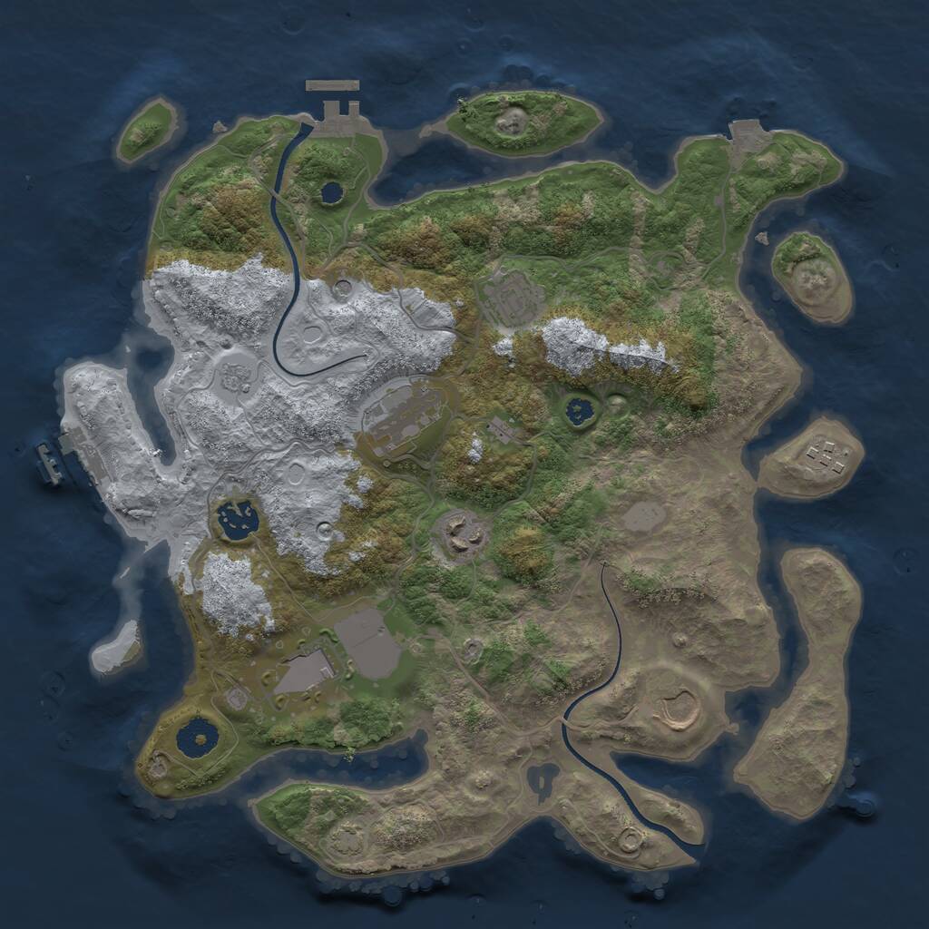 Rust Map: Procedural Map, Size: 3500, Seed: 61796892, 13 Monuments