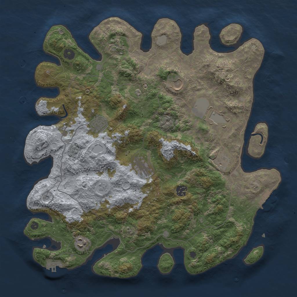 Rust Map: Procedural Map, Size: 4000, Seed: 21472534, 18 Monuments