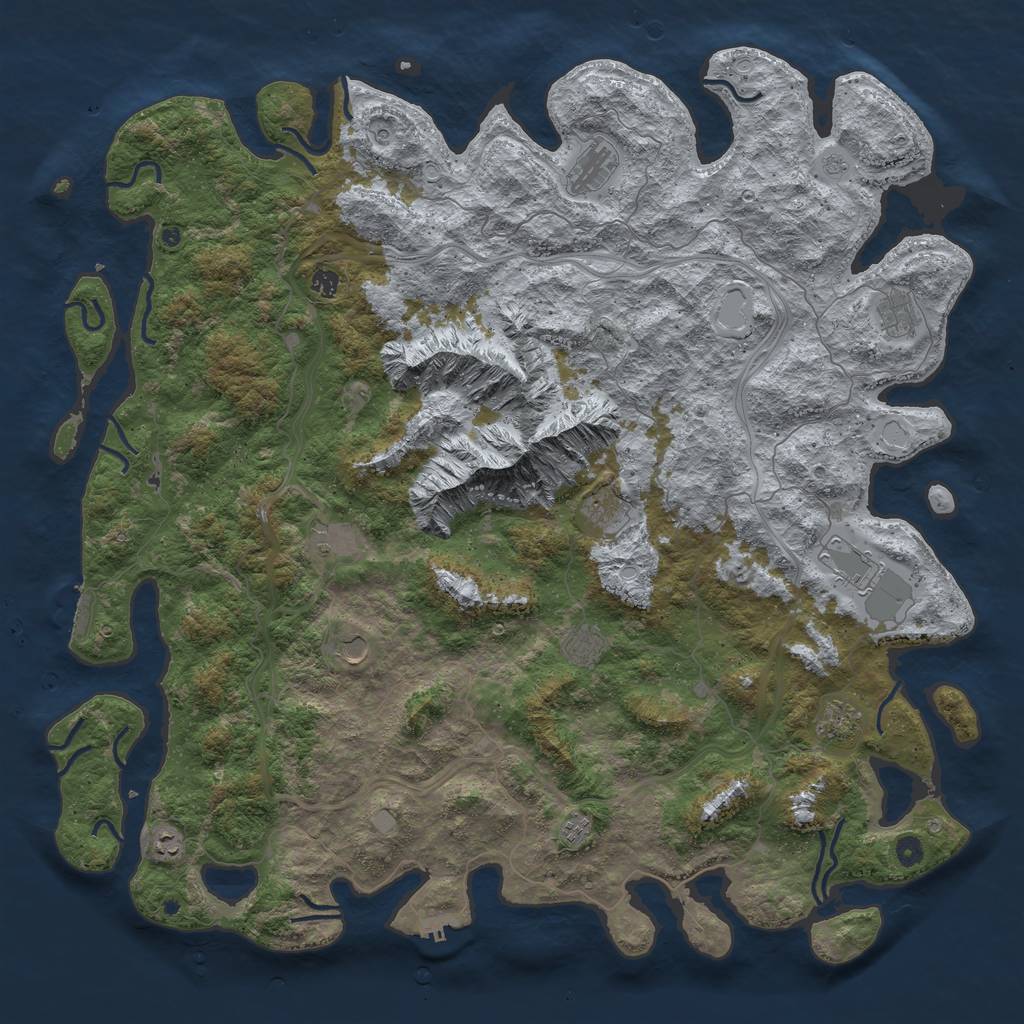 Rust Map: Procedural Map, Size: 5500, Seed: 6102351, 20 Monuments