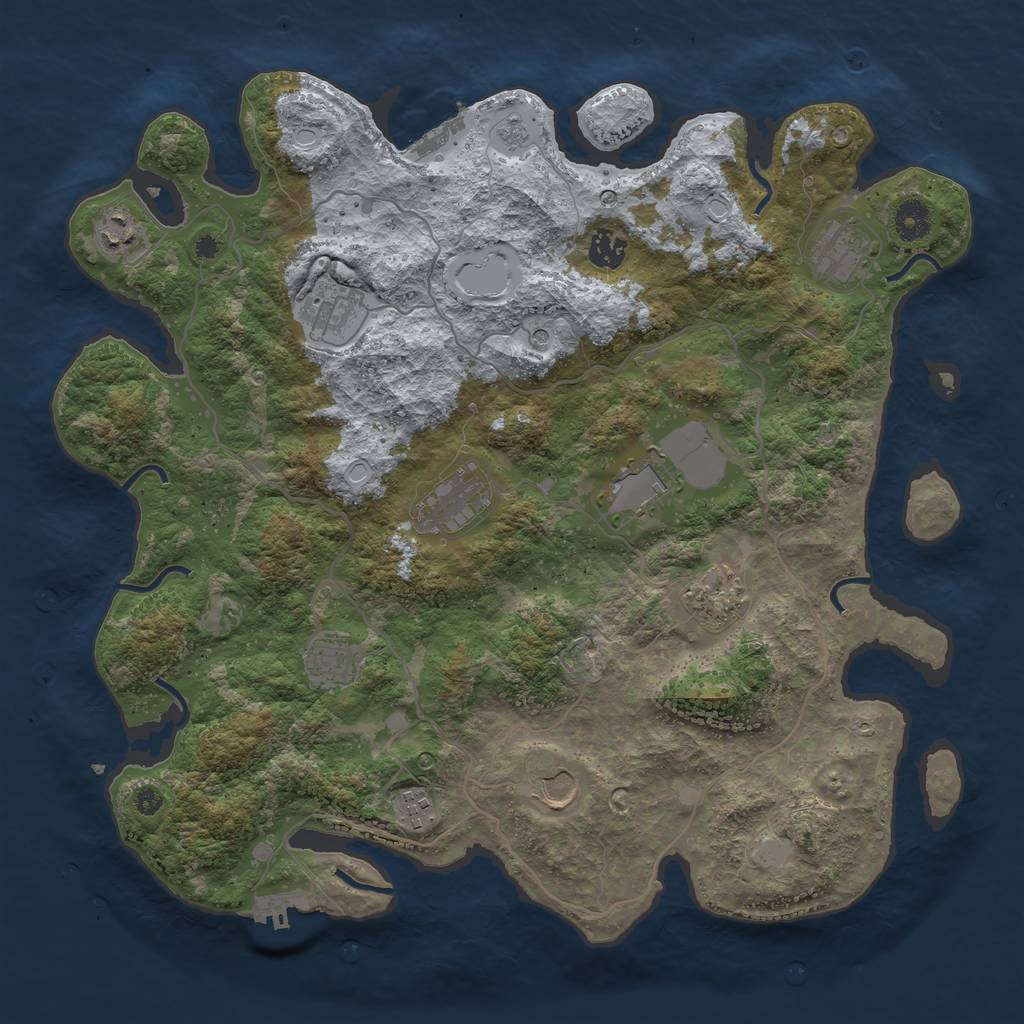 Rust Map: Procedural Map, Size: 4000, Seed: 396080678, 19 Monuments