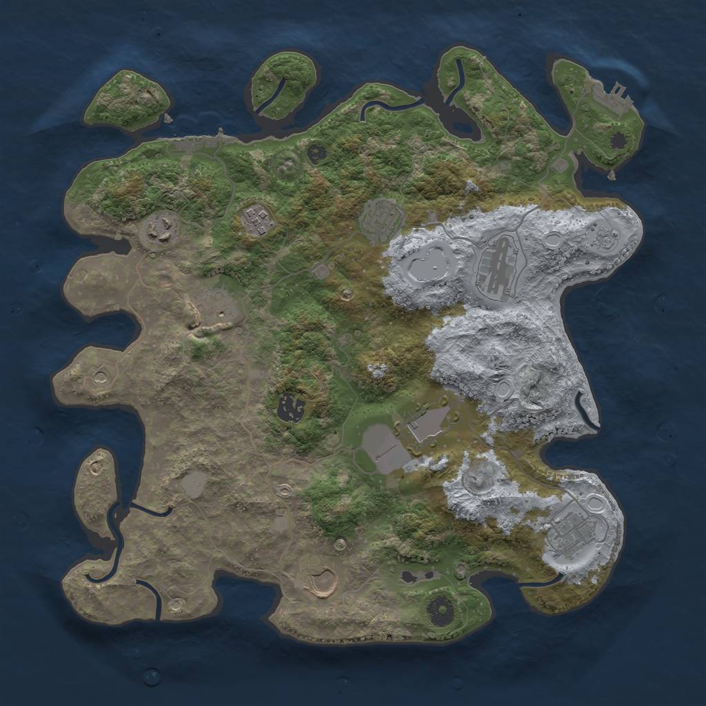 Rust Map: Procedural Map, Size: 3700, Seed: 740655867, 16 Monuments