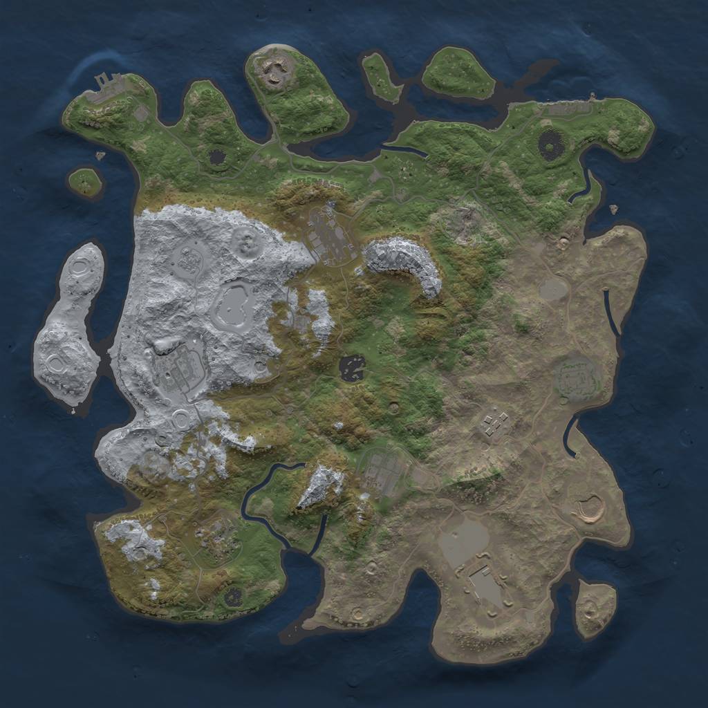 Rust Map: Procedural Map, Size: 3800, Seed: 2118864293, 19 Monuments
