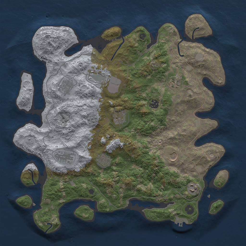 Rust Map: Procedural Map, Size: 4000, Seed: 13887218, 16 Monuments