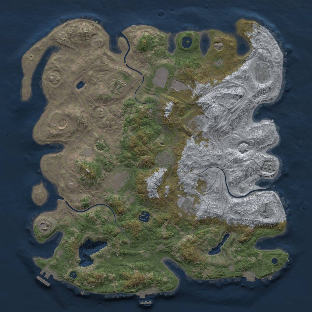 Rust Map: Procedural Map, Size: 4250, Seed: 619012874, 17 Monuments