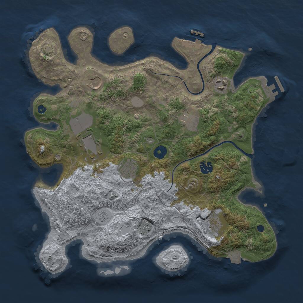 Rust Map: Procedural Map, Size: 3500, Seed: 173683180, 14 Monuments