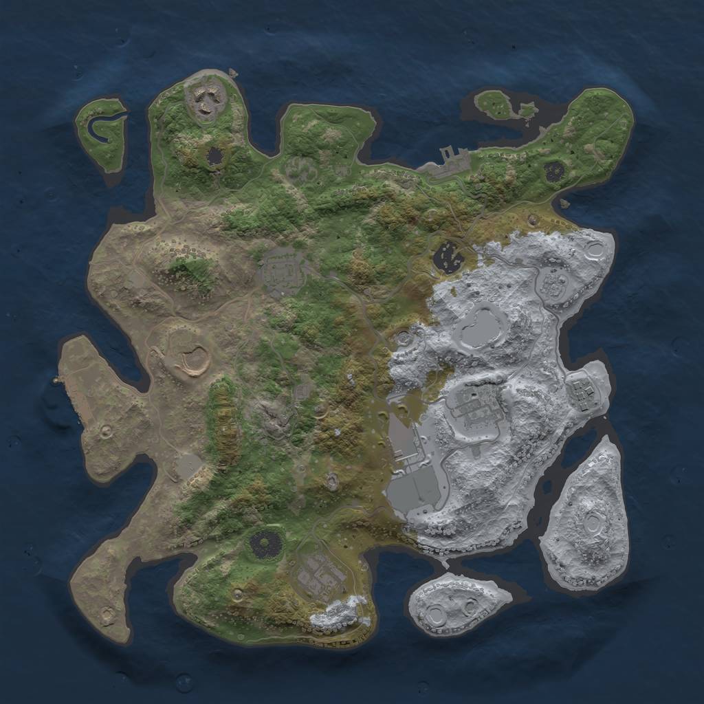 Rust Map: Procedural Map, Size: 3500, Seed: 16865862, 17 Monuments