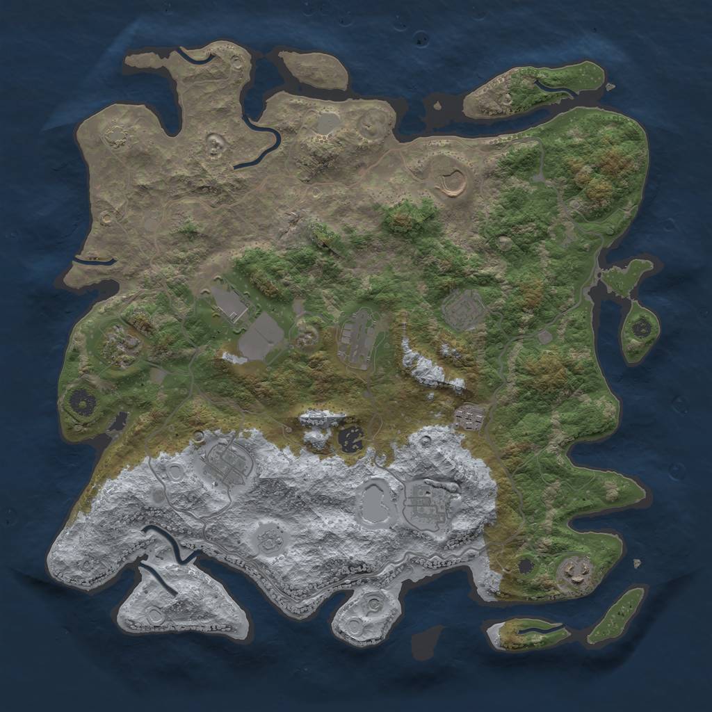 Rust Map: Procedural Map, Size: 4000, Seed: 713666, 16 Monuments