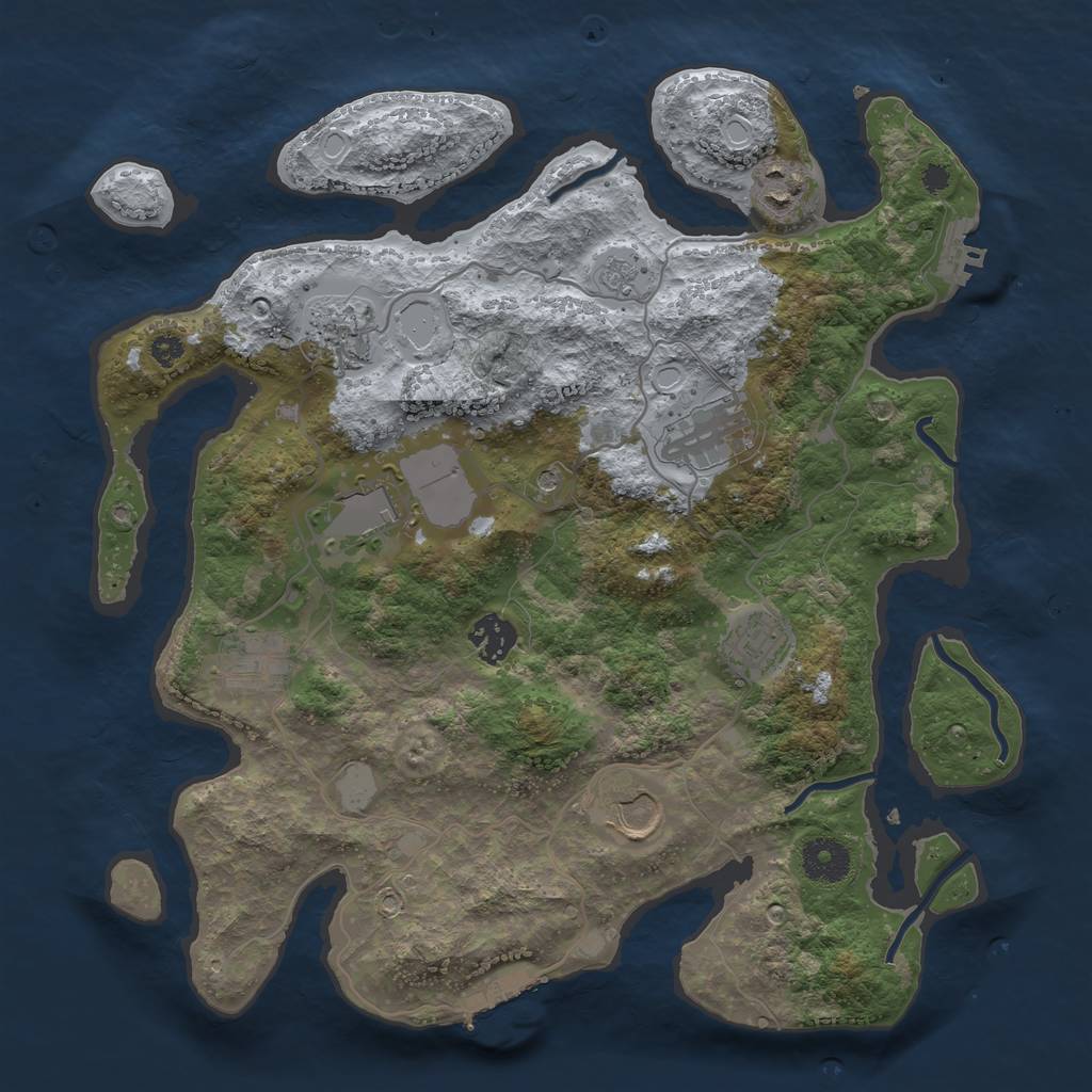Rust Map: Procedural Map, Size: 3500, Seed: 96066104, 17 Monuments