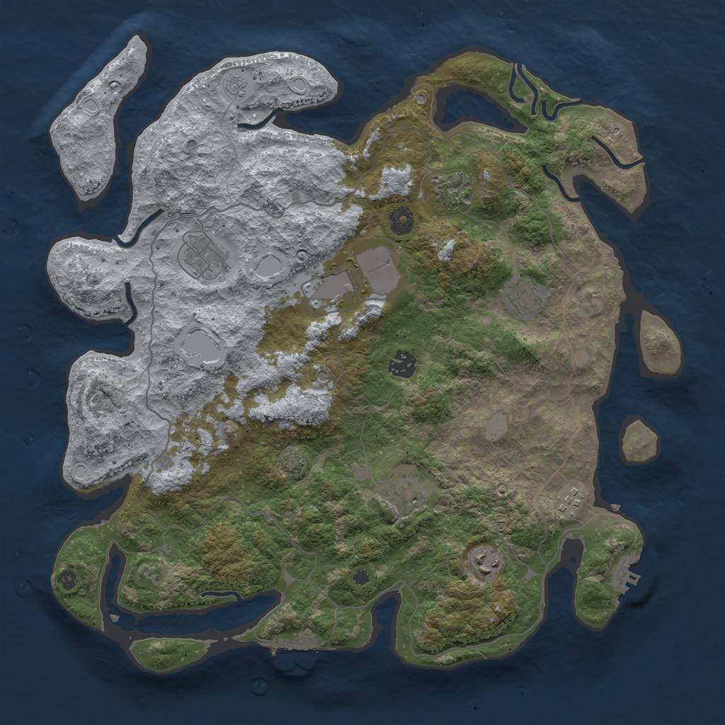 Rust Map: Procedural Map, Size: 4000, Seed: 485217, 16 Monuments