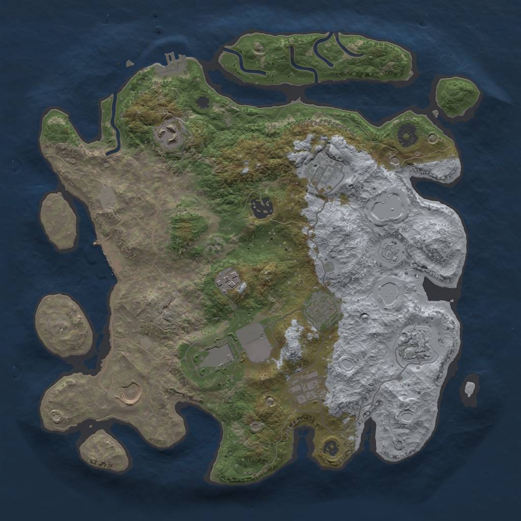 Rust Map: Procedural Map, Size: 3500, Seed: 57045972, 18 Monuments