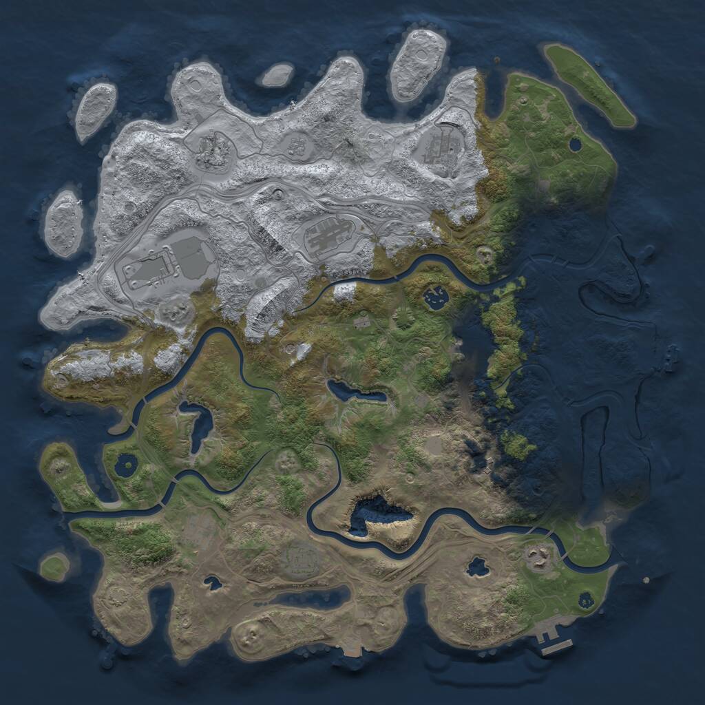 Rust Map: Procedural Map, Size: 4500, Seed: 15555, 16 Monuments