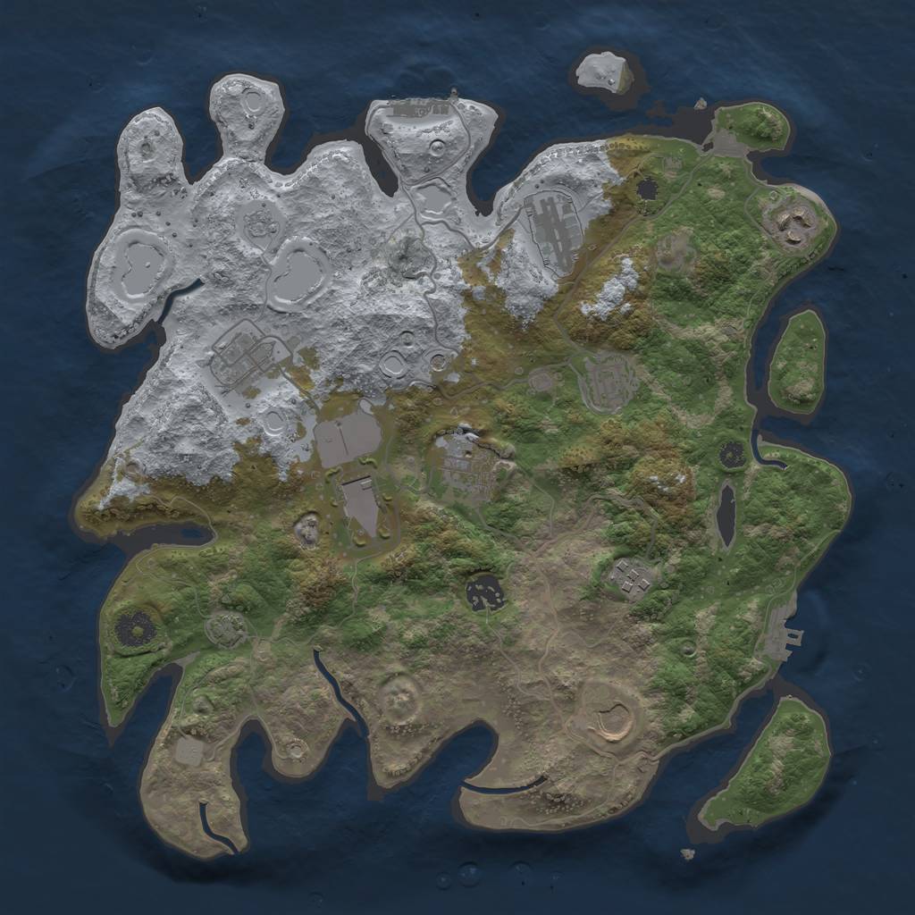 Rust Map: Procedural Map, Size: 3600, Seed: 130581744, 17 Monuments