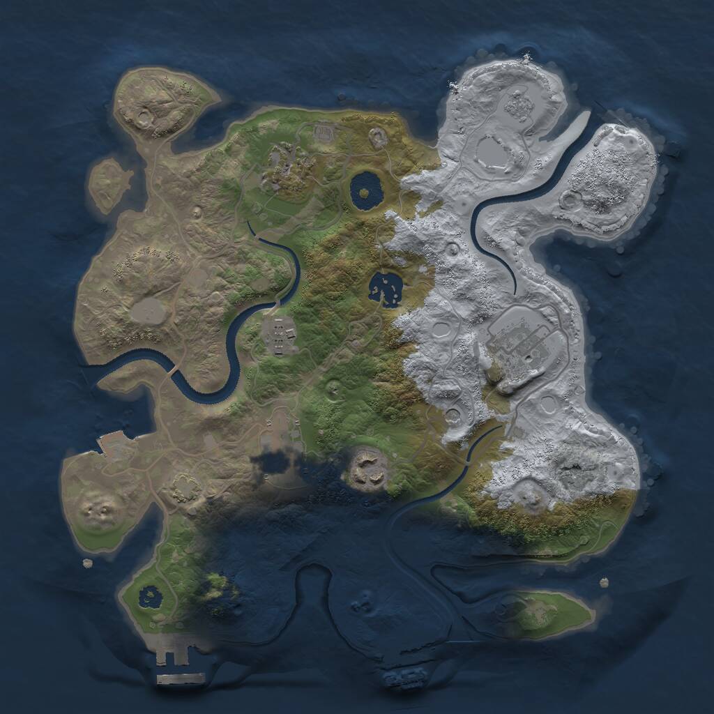 Rust Map: Procedural Map, Size: 3000, Seed: 55197, 12 Monuments