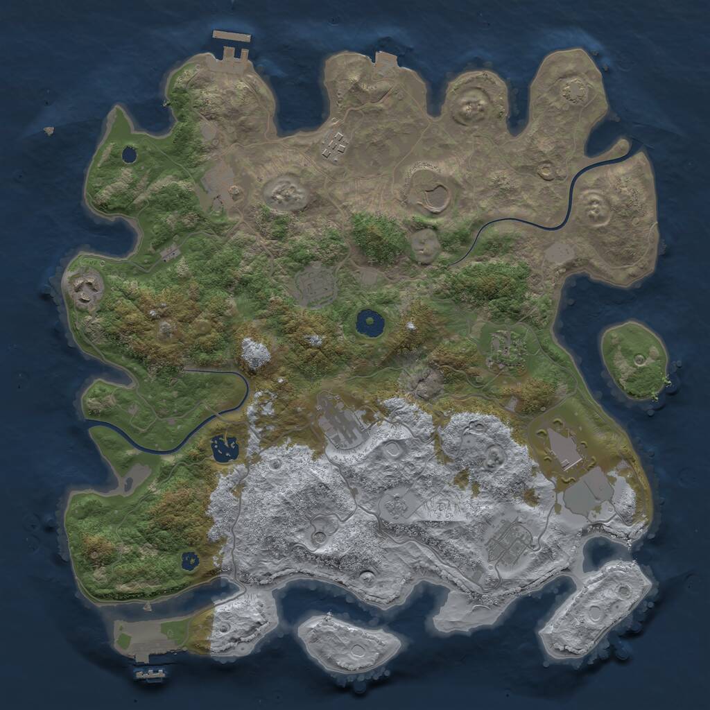 Rust Map: Procedural Map, Size: 3800, Seed: 724923719, 16 Monuments