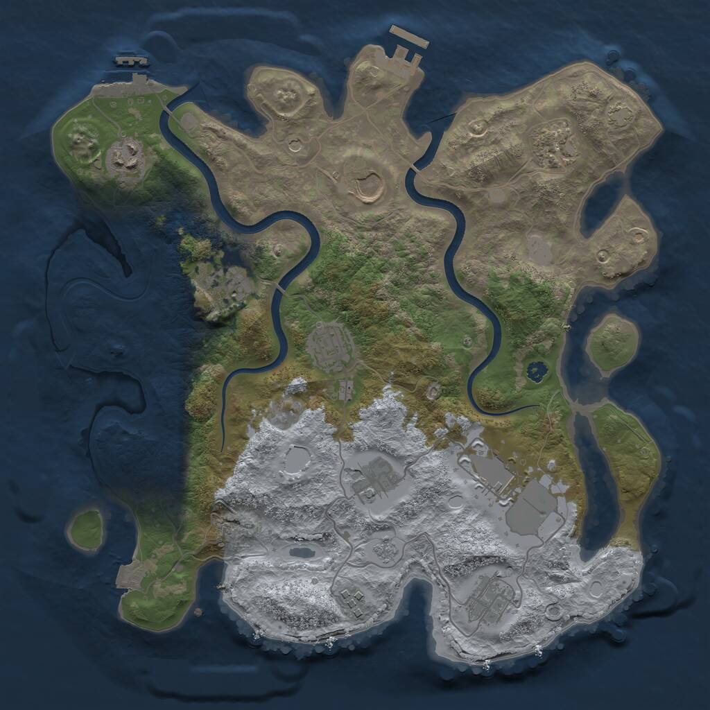 Rust Map: Procedural Map, Size: 3500, Seed: 1611715081, 15 Monuments