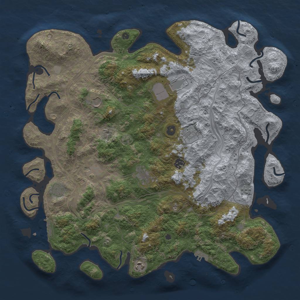 Rust Map: Procedural Map, Size: 4500, Seed: 35003, 16 Monuments