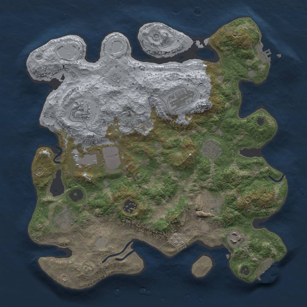 Rust Map: Procedural Map, Size: 3500, Seed: 70100237, 16 Monuments