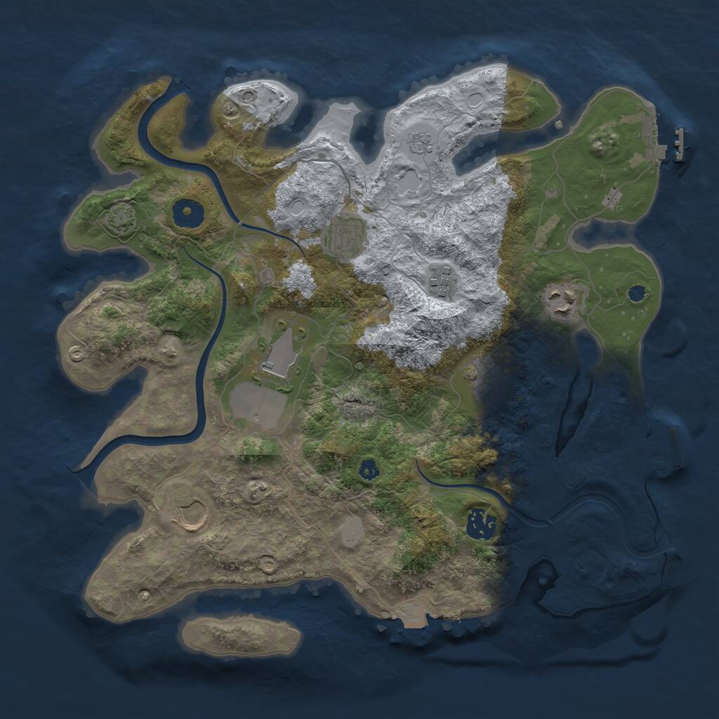 Rust Map: Procedural Map, Size: 3500, Seed: 21764839, 12 Monuments