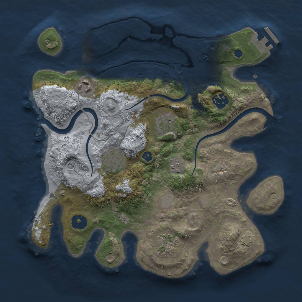 Rust Map: Procedural Map, Size: 3000, Seed: 55878, 10 Monuments