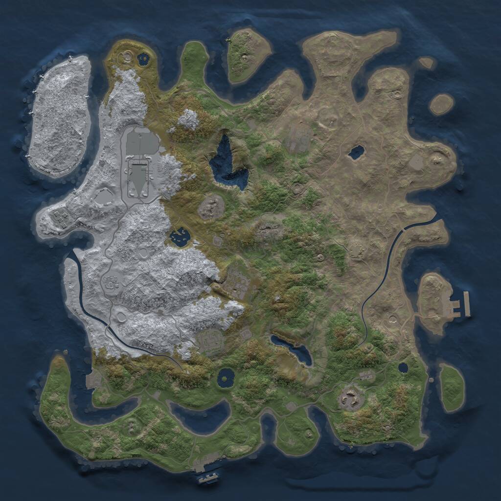 Rust Map: Procedural Map, Size: 4000, Seed: 1099018875, 13 Monuments