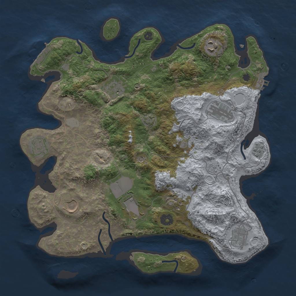 Rust Map: Procedural Map, Size: 3500, Seed: 1591558079, 17 Monuments