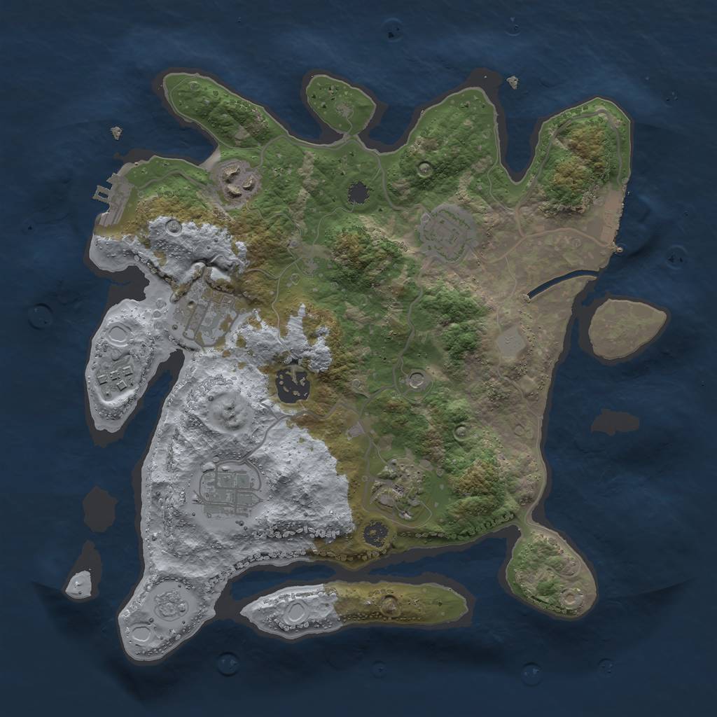 Rust Map: Procedural Map, Size: 3000, Seed: 2126682443, 14 Monuments