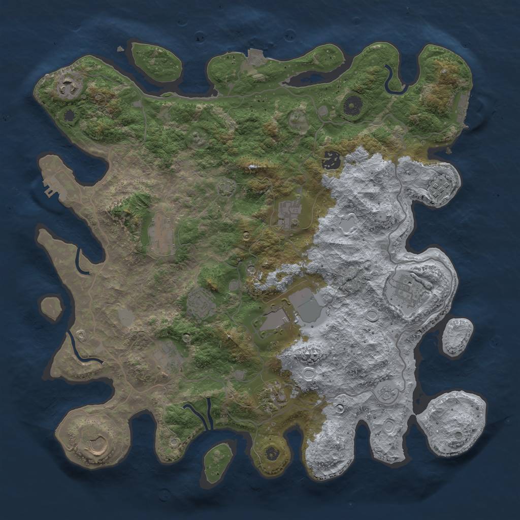 Rust Map: Procedural Map, Size: 4000, Seed: 10634, 19 Monuments