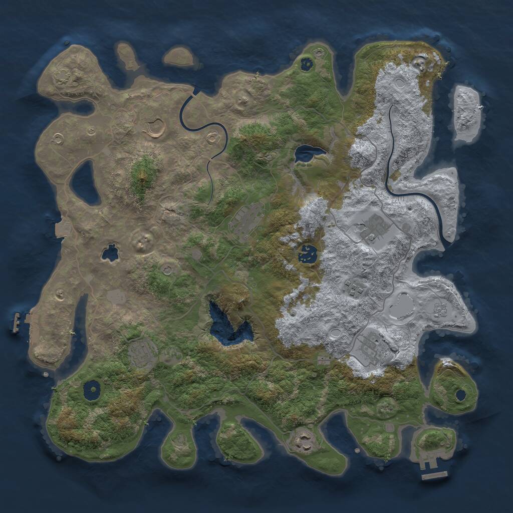 Rust Map: Procedural Map, Size: 4000, Seed: 212410, 14 Monuments