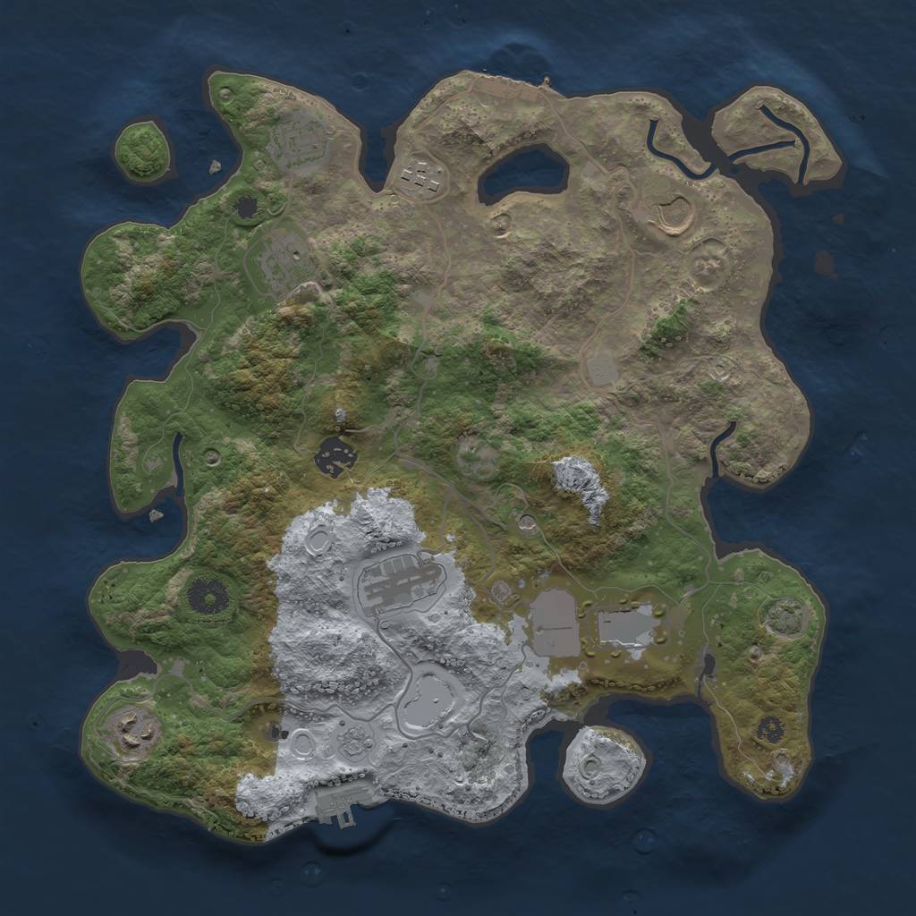 Rust Map: Procedural Map, Size: 3500, Seed: 51491796, 16 Monuments