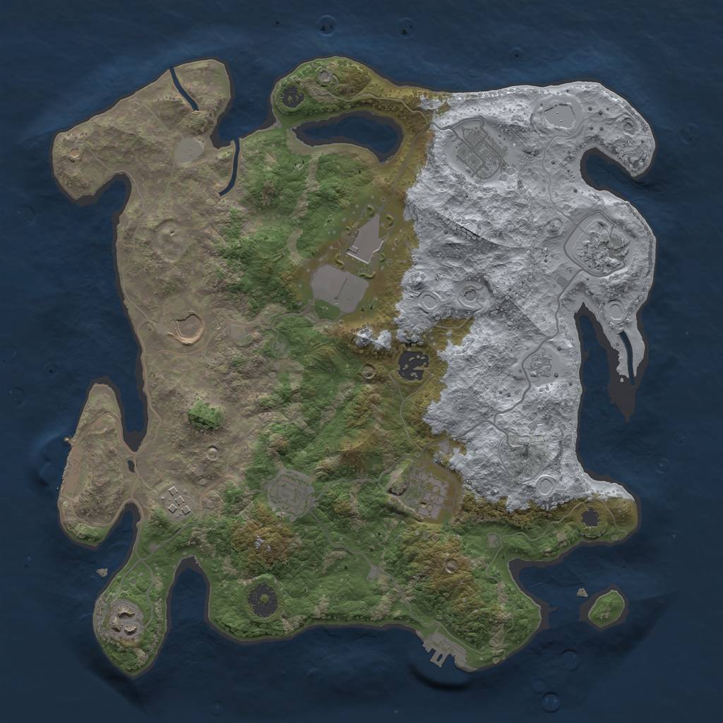 Rust Map: Procedural Map, Size: 3500, Seed: 29476223, 18 Monuments