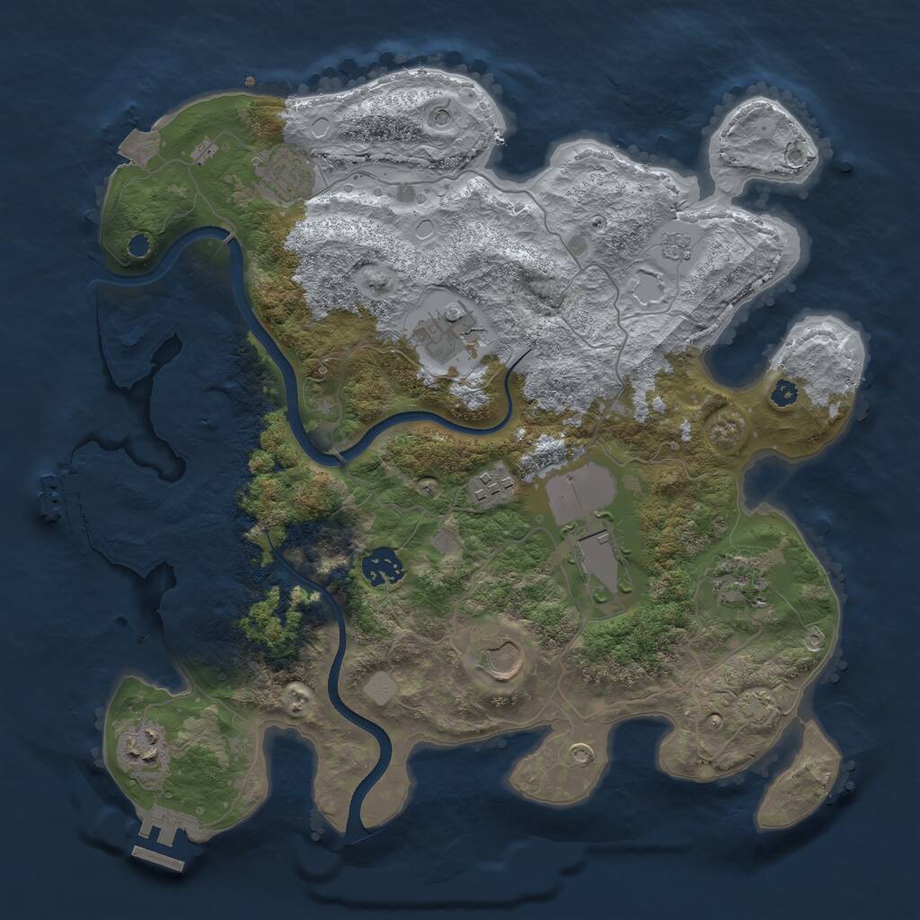 Rust Map: Procedural Map, Size: 3500, Seed: 6942070, 14 Monuments