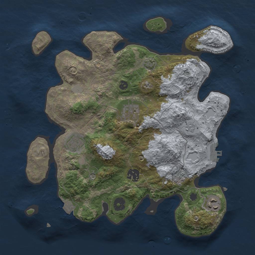 Rust Map: Procedural Map, Size: 3000, Seed: 595541315, 12 Monuments