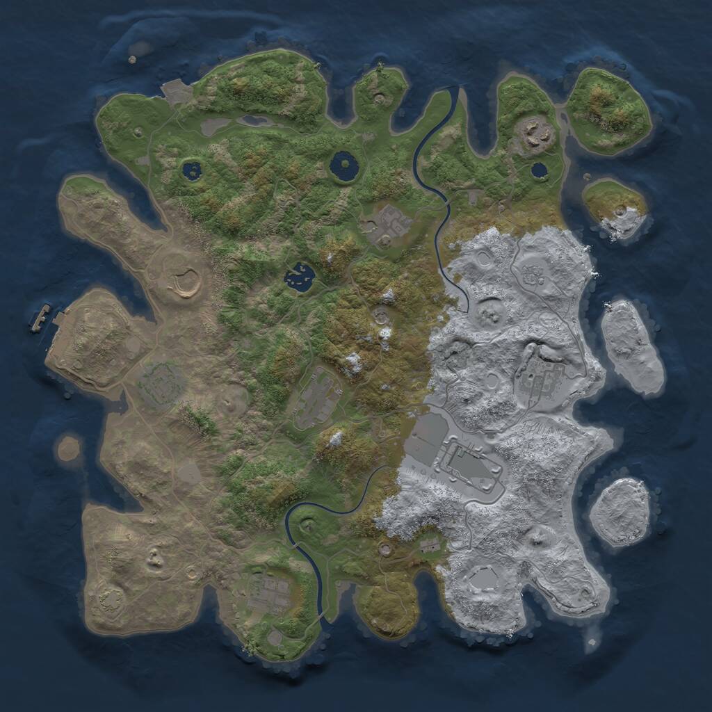 Rust Map: Procedural Map, Size: 3750, Seed: 199080290, 14 Monuments