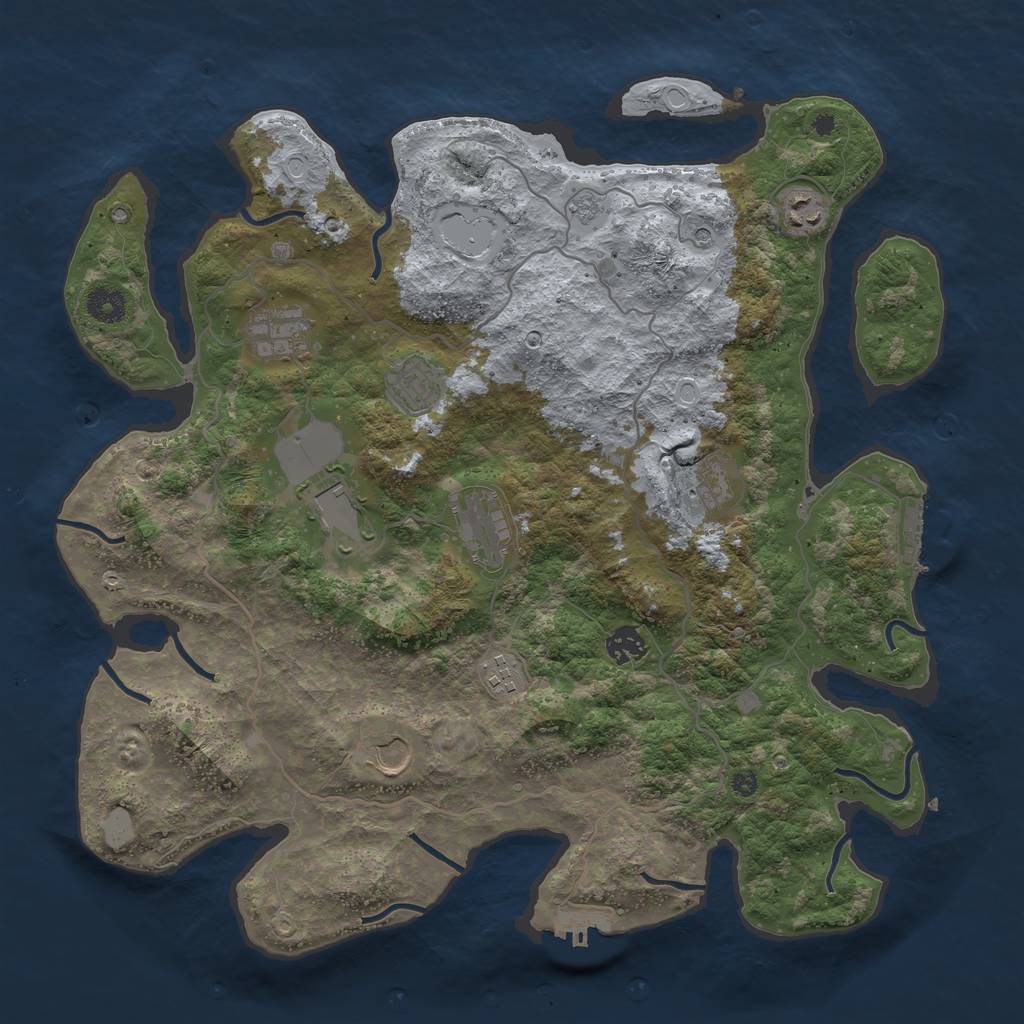 Rust Map: Procedural Map, Size: 4000, Seed: 817840780, 18 Monuments