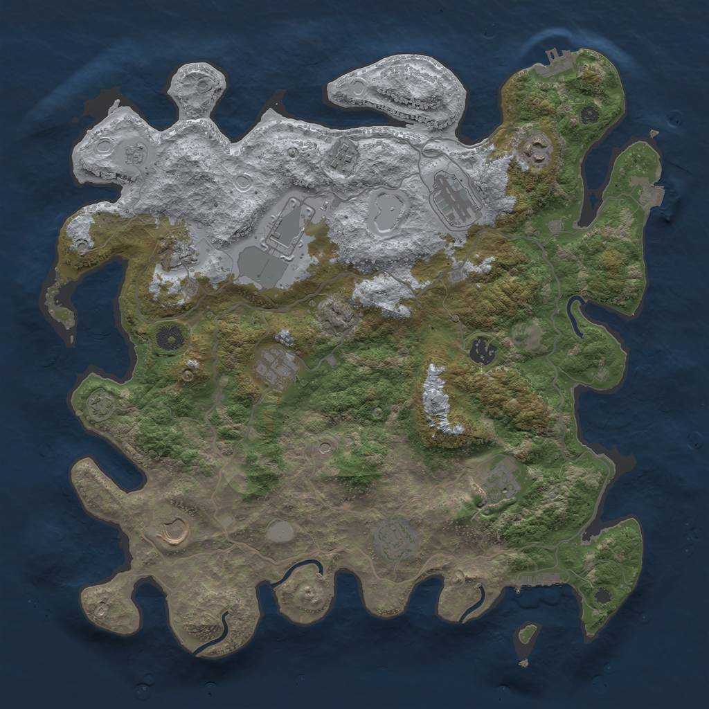 Rust Map: Procedural Map, Size: 4000, Seed: 39051065, 18 Monuments