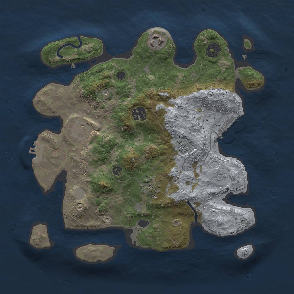 Rust Map: Procedural Map, Size: 3000, Seed: 1103731517, 14 Monuments