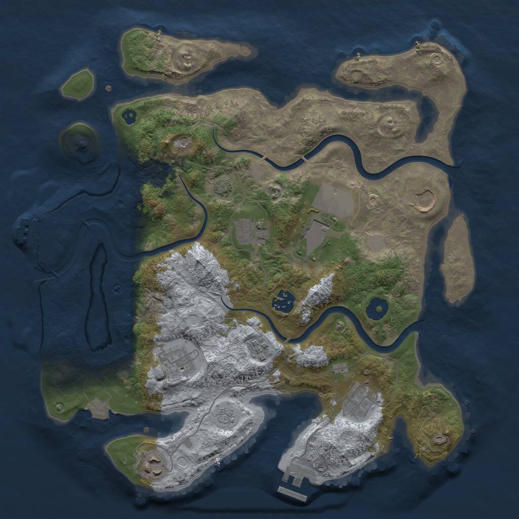 Rust Map: Procedural Map, Size: 3500, Seed: 51979277, 14 Monuments
