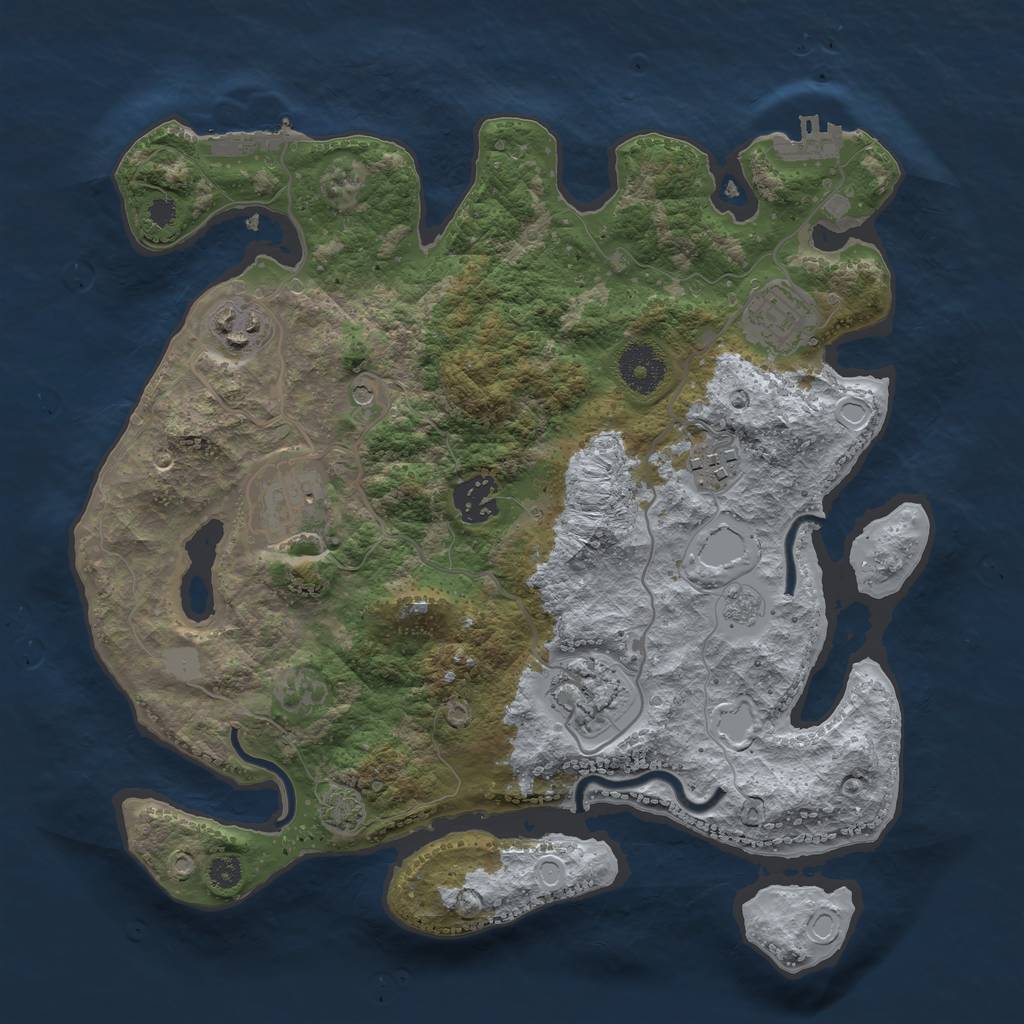 Rust Map: Procedural Map, Size: 3250, Seed: 2106719106, 14 Monuments