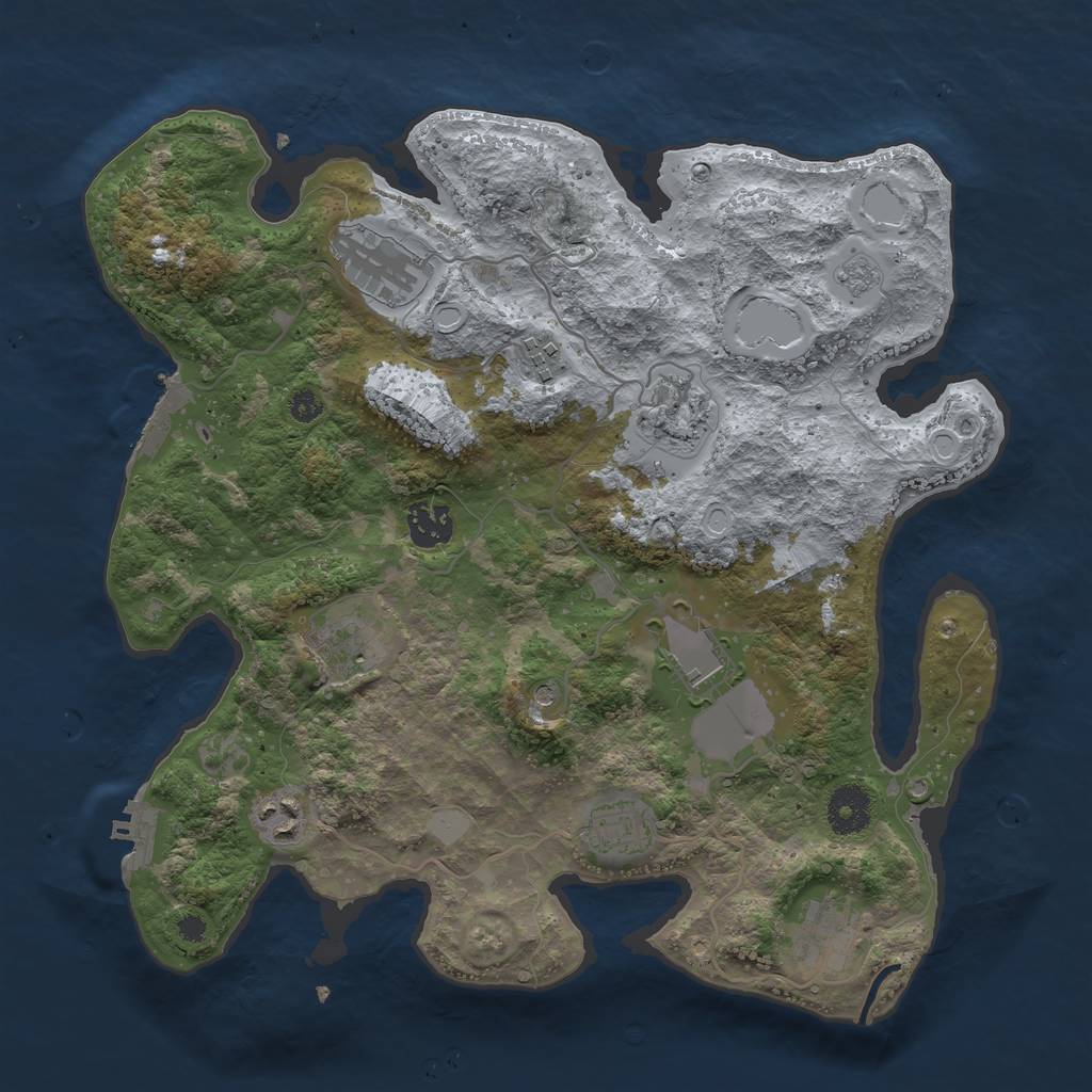 Rust Map: Procedural Map, Size: 3500, Seed: 28950032, 16 Monuments