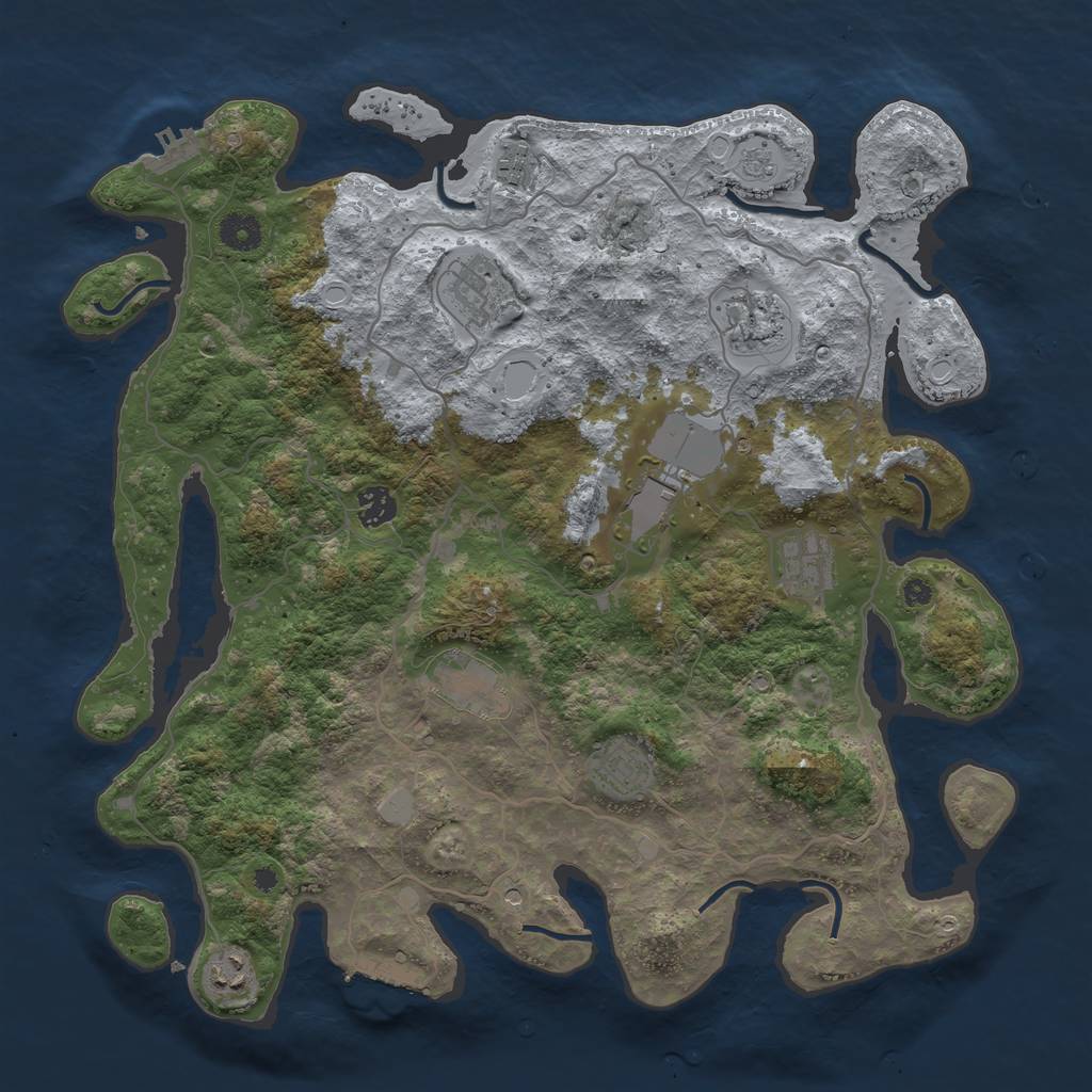 Rust Map: Procedural Map, Size: 4000, Seed: 1919521, 16 Monuments