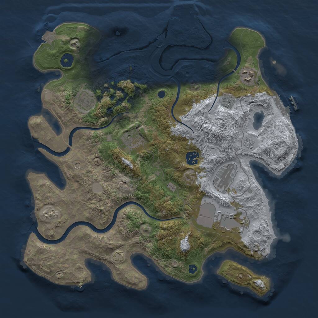 Rust Map: Procedural Map, Size: 3500, Seed: 1590901462, 13 Monuments