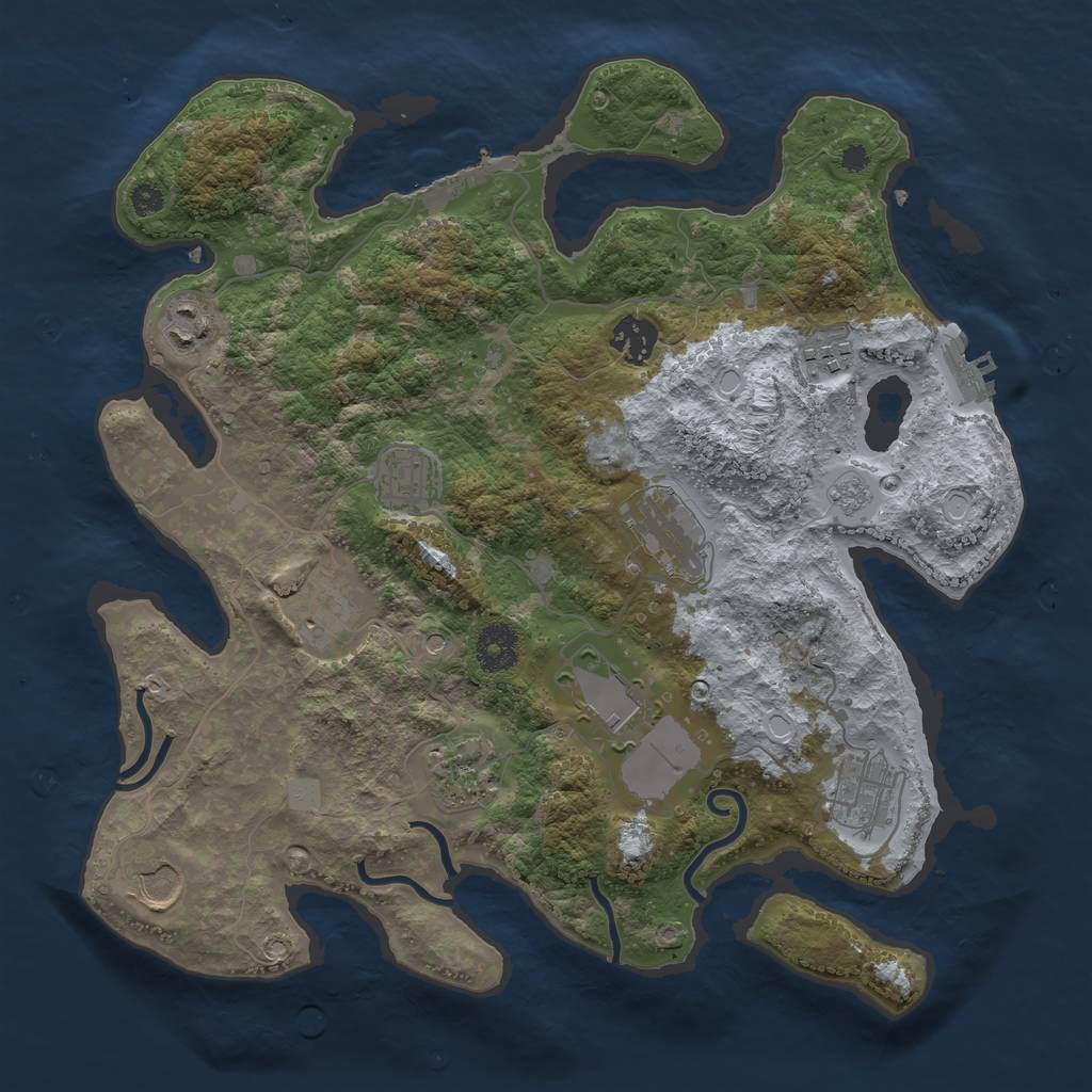 Rust Map: Procedural Map, Size: 3500, Seed: 1590901462, 19 Monuments