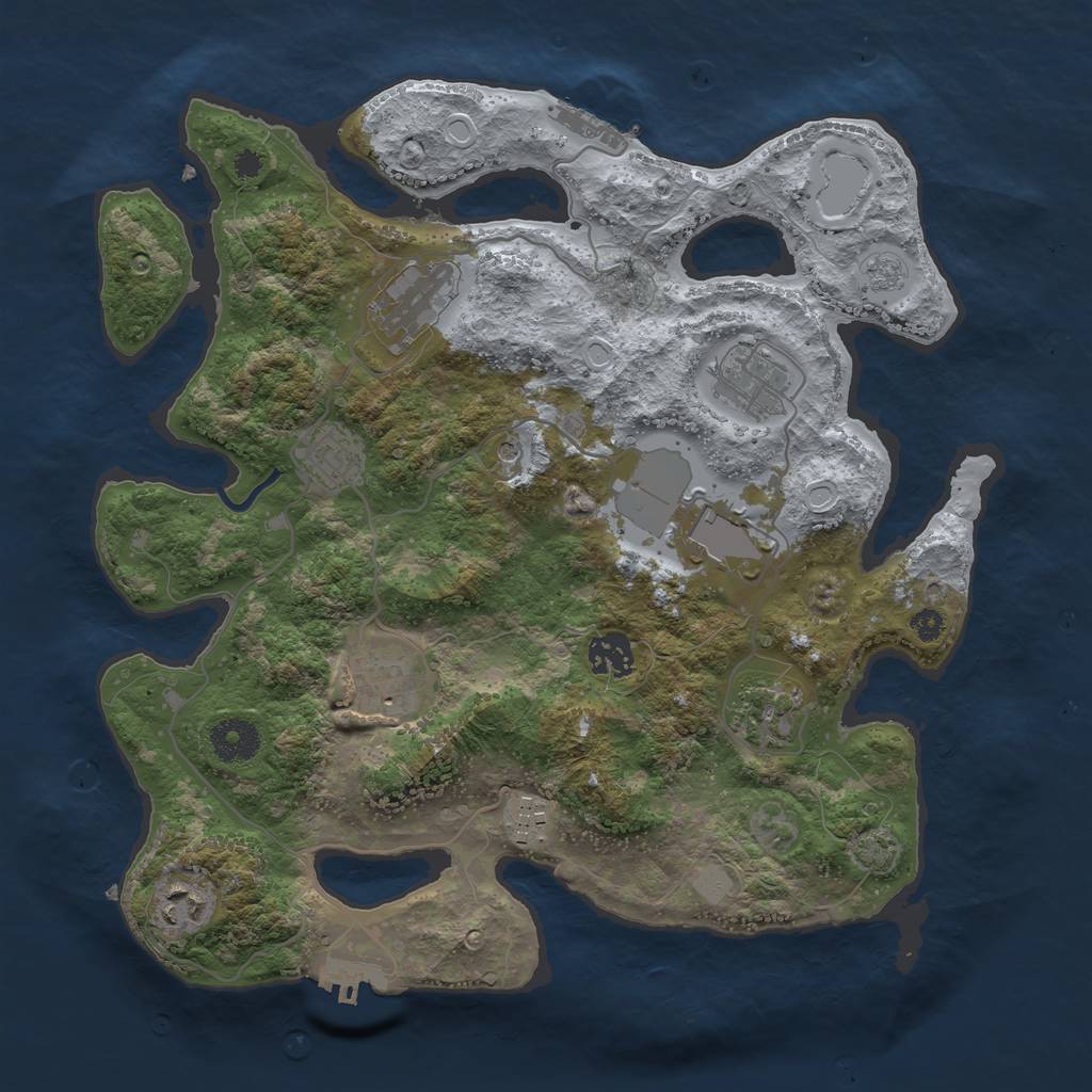 Rust Map: Procedural Map, Size: 3500, Seed: 85246377, 17 Monuments