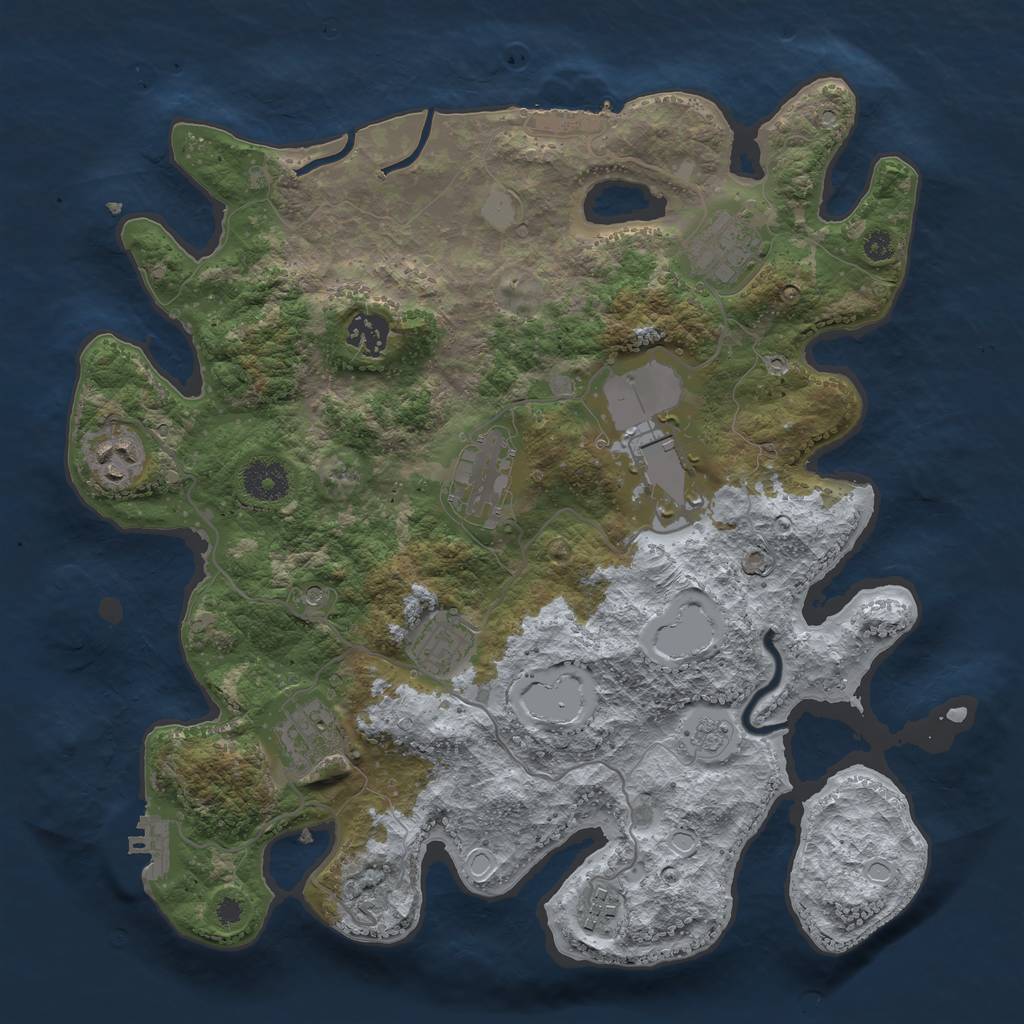 Rust Map: Procedural Map, Size: 3500, Seed: 92223443, 15 Monuments