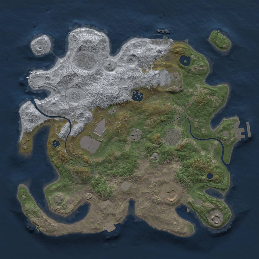 Rust Map: Procedural Map, Size: 3500, Seed: 57576507, 14 Monuments