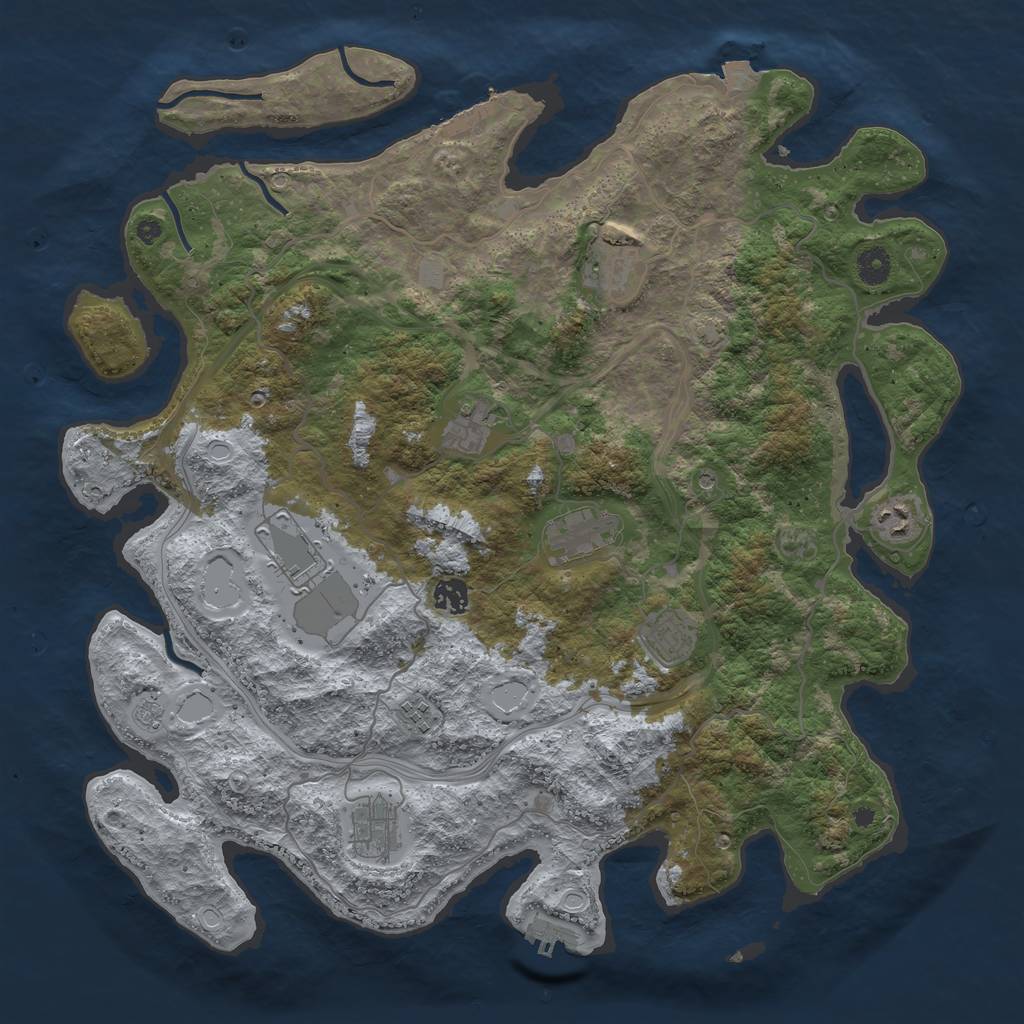 Rust Map: Procedural Map, Size: 4250, Seed: 12069, 17 Monuments